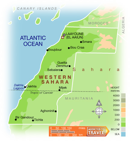 Sahara Occidental physique carte